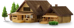 Log Cabin Model Isolatedon Black