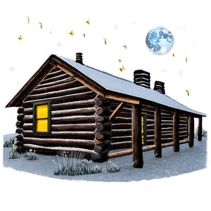 Log Cabin Under Starry Night Png Dfr22 PNG image