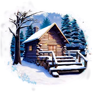 Log Cabin Winter Wonderland Png 75 PNG image