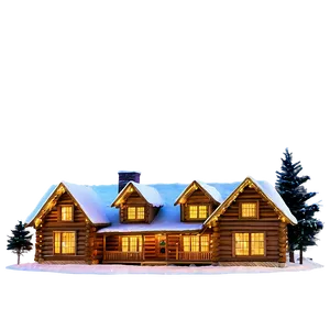 Log Cabin With Christmas Lights Png 12 PNG image