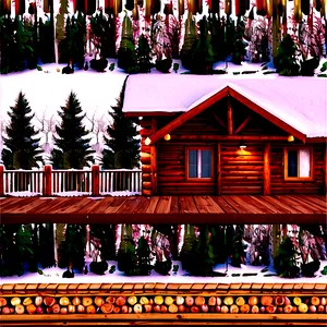 Log Cabin With Wooden Deck Png 06122024 PNG image