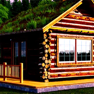 Log Cabin With Wooden Deck PNG Lcp PNG