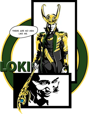 Loki Comic Art Style PNG image