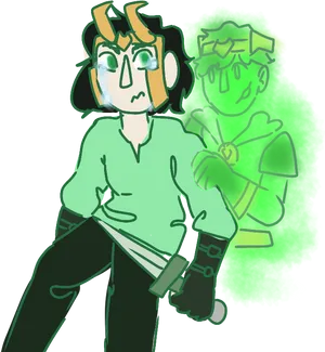 Lokiand Mirror Reflection Art PNG