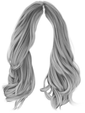 Long Blonde Wigon Black Background PNG image