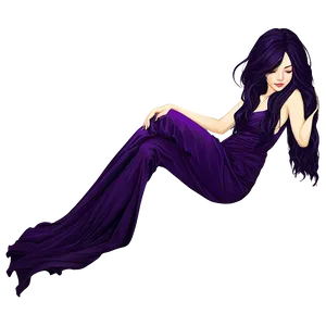 Long Flowing Purple Hair Illustration Png 58 PNG image