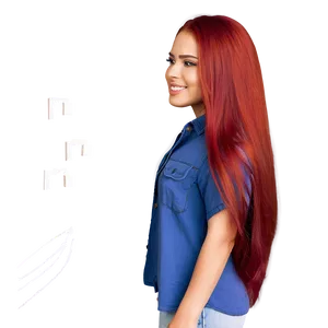 Long Hair Fiery Red PNG 88