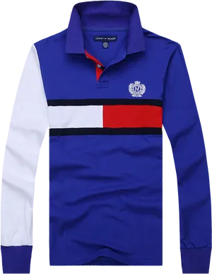 Long Sleeve Striped Polo Shirt PNG image