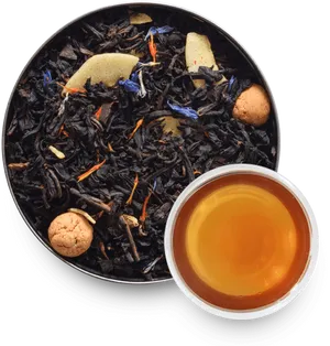 Loose Leaf Teaand Tea Cup PNG image