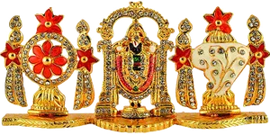 Lord Balaji Idolwith Floral Designs PNG image