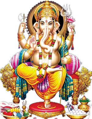 Lord Ganesh Colorful Illustration PNG image