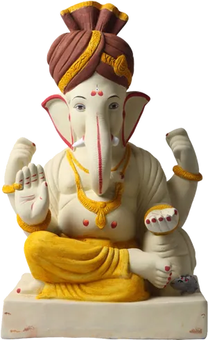 Lord Ganesh Statue Traditional Attire PNG image