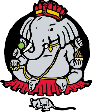 Lord Ganesha Cartoon Illustration PNG image