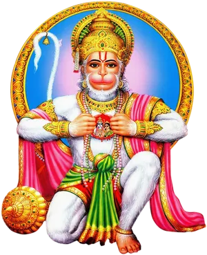 Lord Hanuman Holding Mountain PNG image