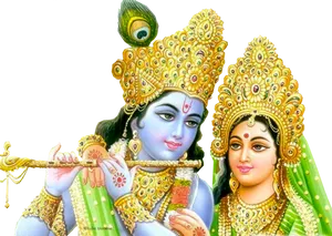 Lord_ Krishna_and_ Goddess_ Radha_ Traditional_ Artwork PNG image