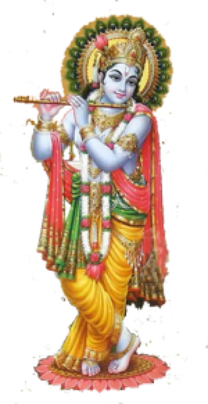 Lord Krishna Flute Adorned Statue PNG image