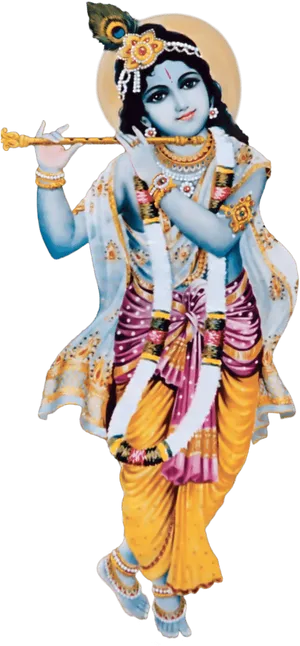 Lord Krishna Flute Playing Pose PNG image
