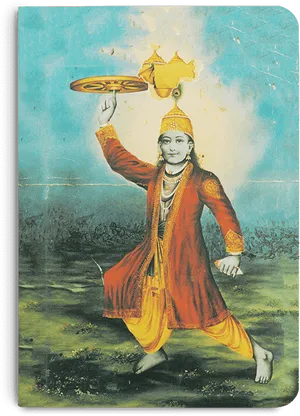Lord Krishna With Sudarshana Chakra Vintage Art PNG image