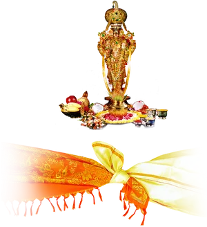 Lord_ Venkateswara_ Statue_and_ Offerings PNG image