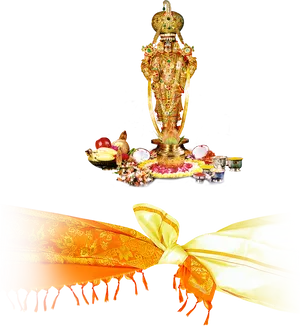 Lord_ Venkateswara_ Statue_and_ Offerings PNG image