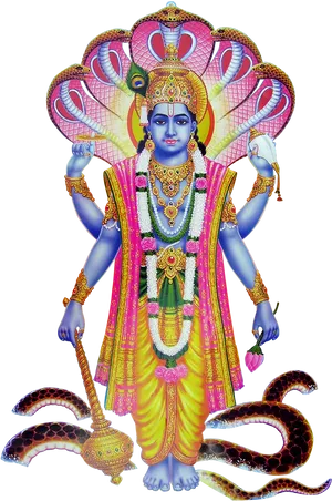 Lord_ Vishnu_ Four_ Armed_ Form PNG image