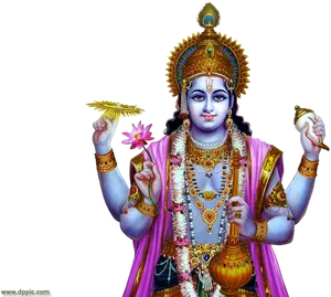 Lord Vishnu Four Arms PNG image