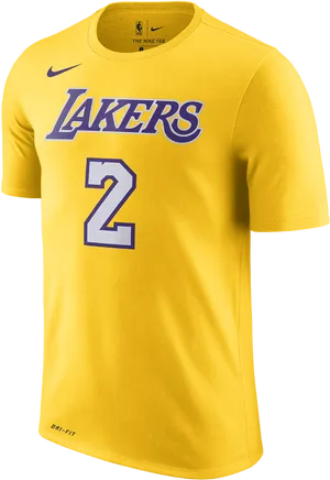 Los Angeles Lakers Yellow Nike T Shirt Number2 PNG image