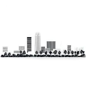Los Angeles Skyline Black And White PNG 49