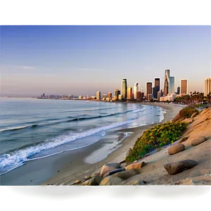 Los Angeles Skyline With Beach View PNG Pdb