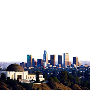 Los Angeles Skyline With Griffith Observatory Png 06252024 PNG image