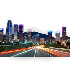 Los Angeles Skyline With Light Trails Png 06252024 PNG image