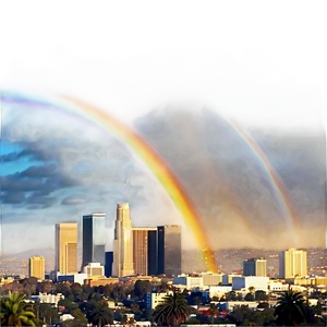 Los Angeles Skyline With Rainbow Png 06252024 PNG image