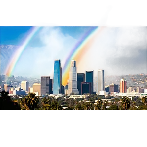 Los Angeles Skyline With Rainbow Png Knl PNG image