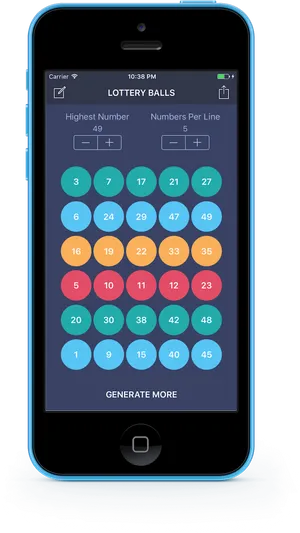 Lottery Number Generator App Screen PNG image