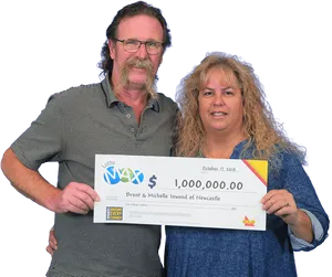 Lottery Winners Holding Giant Check PNG image