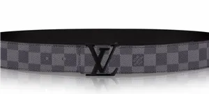 Louis Vuitton Black Grey Monogram Belt PNG image