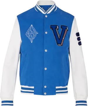 Louis Vuitton Blue Varsity Jacket PNG image