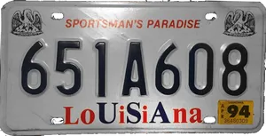 Louisiana Sportsmans Paradise License Plate PNG image
