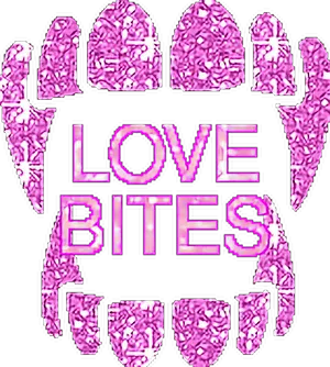 Love Bites Vampire Teeth Graphic PNG image