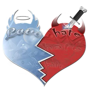Love Hate Divided Heart PNG image