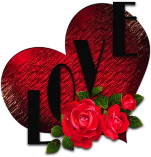 Love Heartand Roses Artwork PNG image