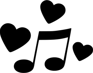 Love Music Note Hearts Graphic PNG