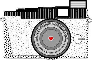Love Themed Vintage Camera Illustration PNG