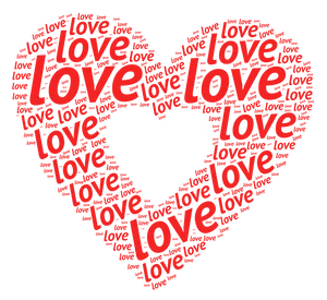 Love Word Cloud Heart Shape PNG image