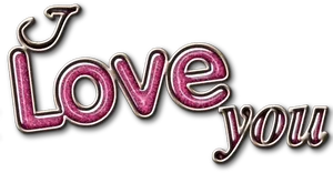 Love You Glitter Text PNG image