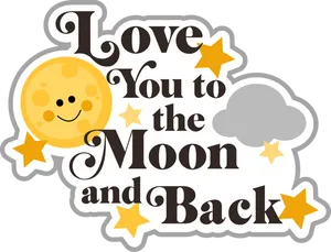 Love You Moon And Back_ Sticker PNG image