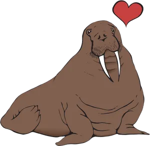 Loving Walrus Cartoon PNG image