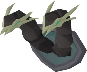 Low Poly Black Hydra Model PNG image