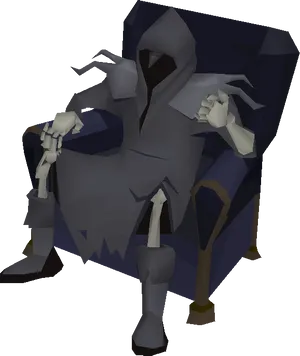 Low Poly Grim Reaper Seated PNG image