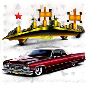 Lowrider At Night Scene Png 06112024 PNG image